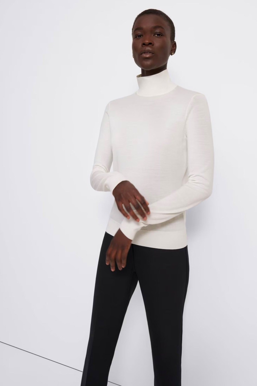 Knitwear And Sweaters Theory | Turtleneck Regal Wool Sweater In Ivory Neutrals