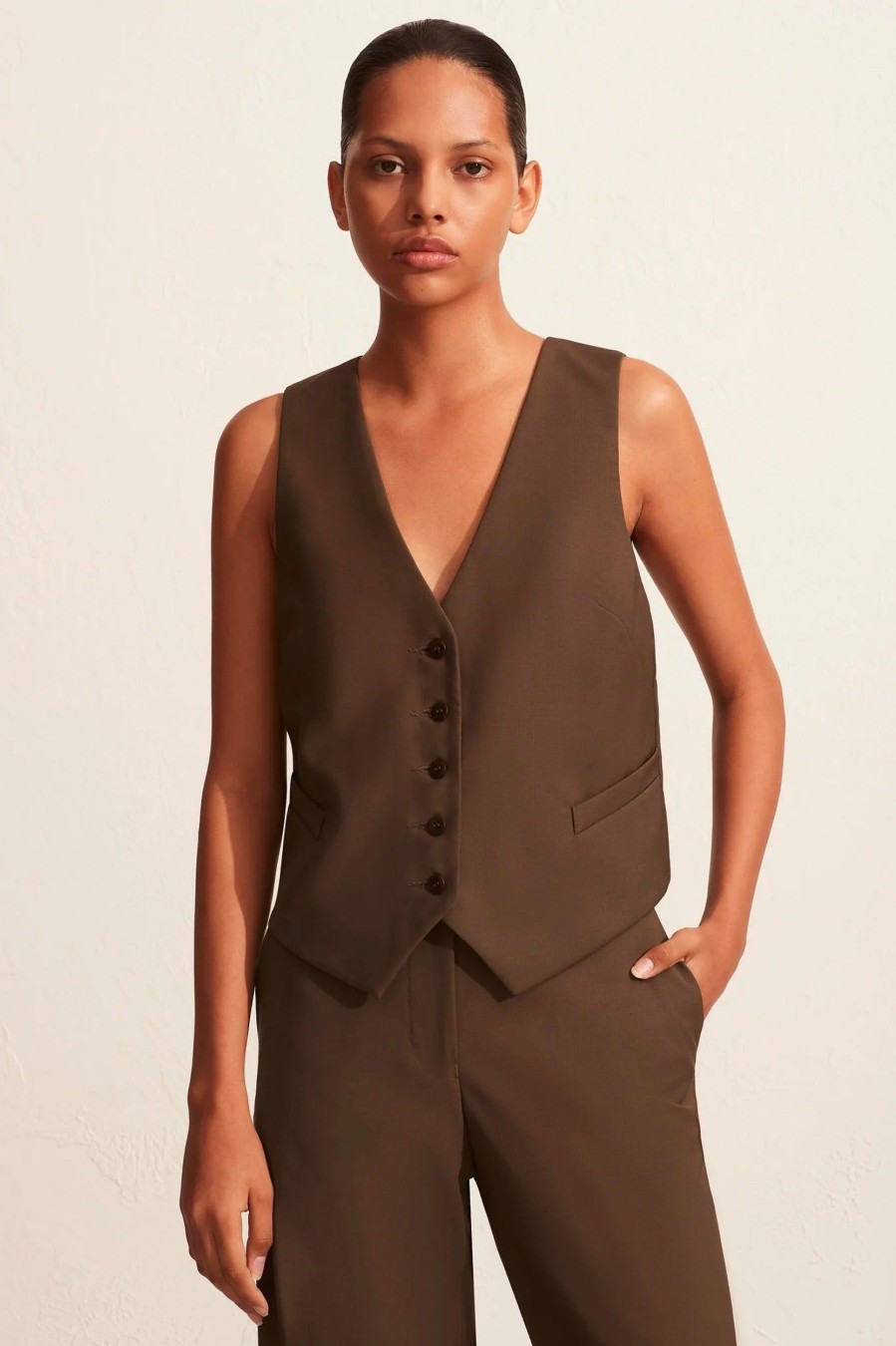 Coats And Jackets Matteau | Tailored Waistcoat In Coffee Brown