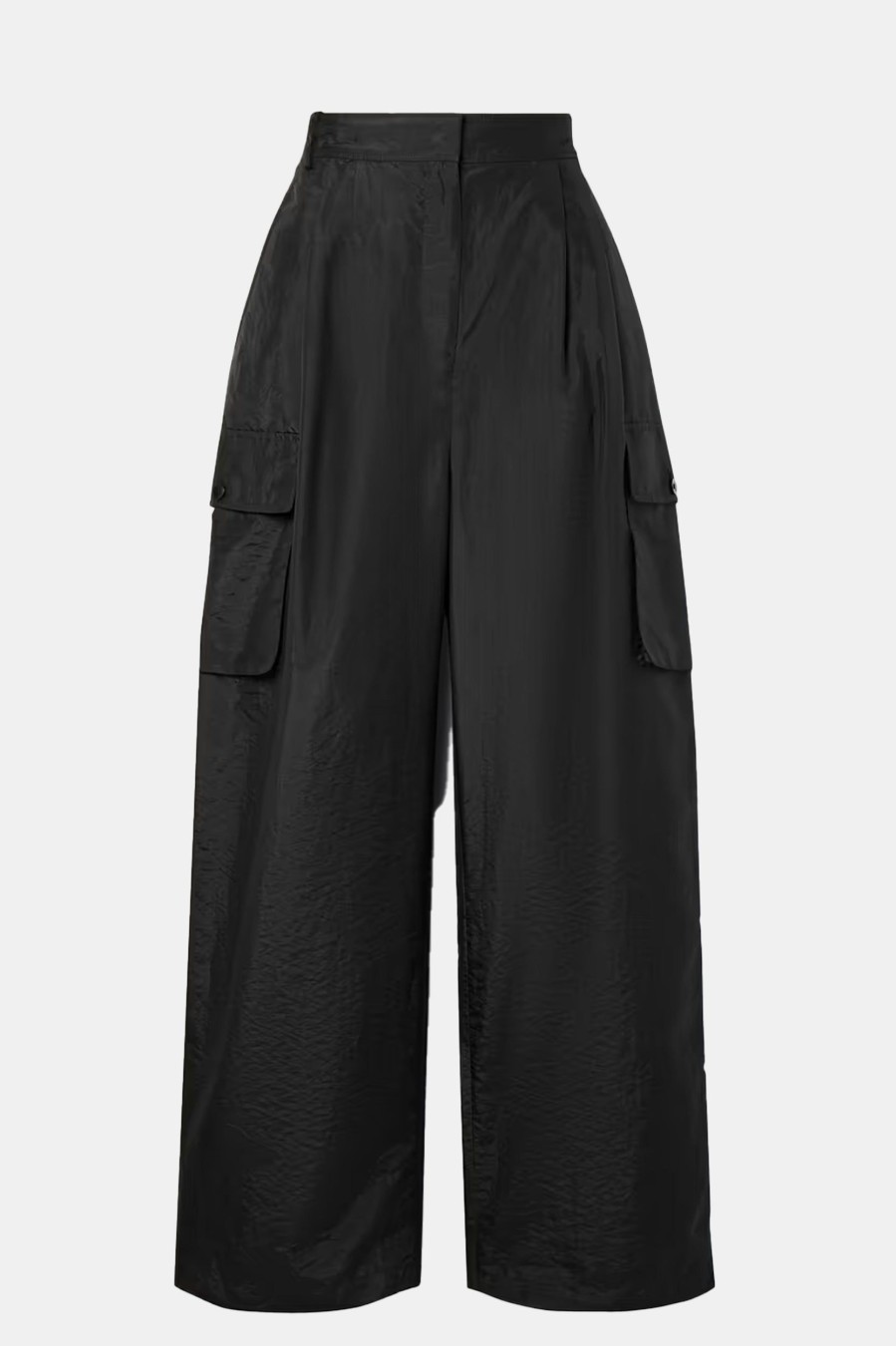 Trousers Tibi | Crispy Nylon Stella Pleated Cargo Pant In Black