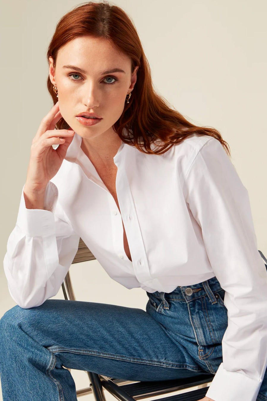 Tops And Shirts With Nothing Underneath | The Boyfriend Poplin Shirt In White