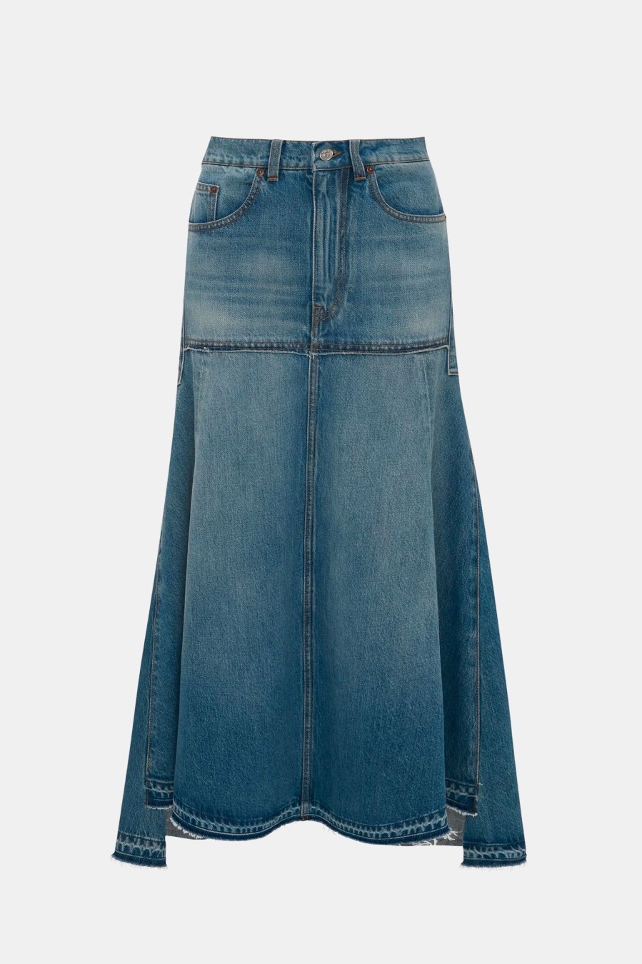 Skirts Victoria Beckham | Patched Skirt In Vintage Wash Denim