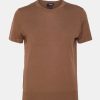 Tops And Shirts Theory | Short Sleeve Sweater In Regal Wool Pecan Brown