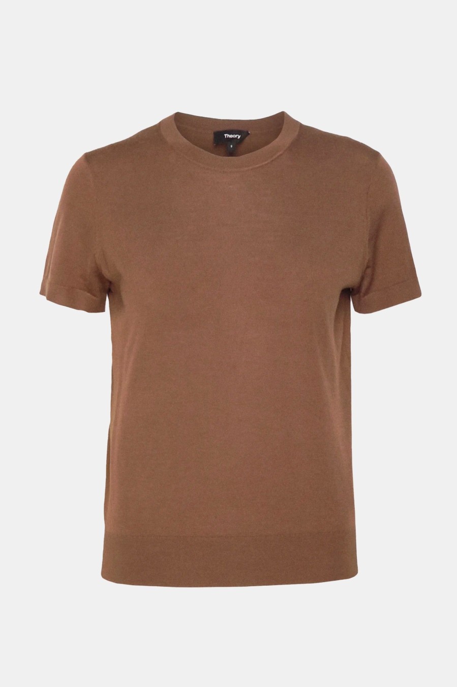 Tops And Shirts Theory | Short Sleeve Sweater In Regal Wool Pecan Brown