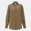 Tops And Shirts Matteau | Long Sleeve Silk Shirt In Willow Green