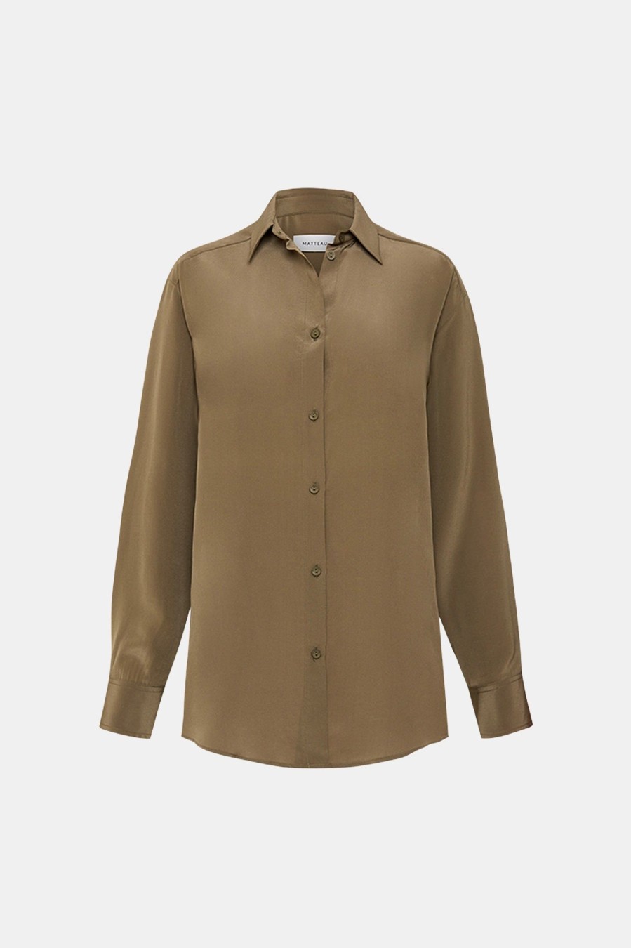 Tops And Shirts Matteau | Long Sleeve Silk Shirt In Willow Green