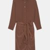 Dresses Theory | Sarong Midi Shirtdress In Pecan Brown