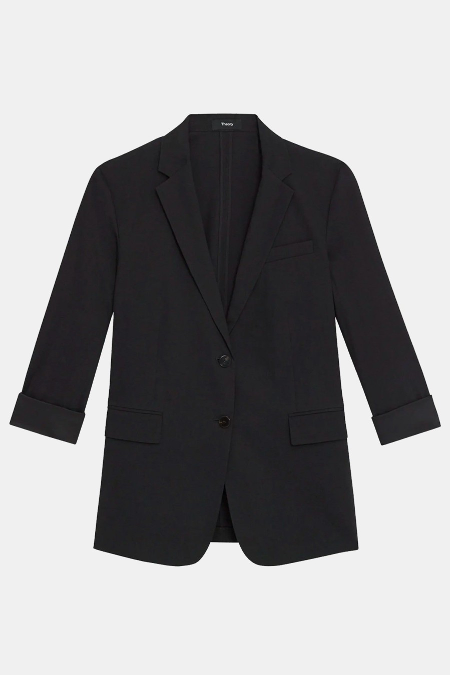 Coats And Jackets Theory | Rolled Sleeve Boyfriend Blazer In Good Wool Black