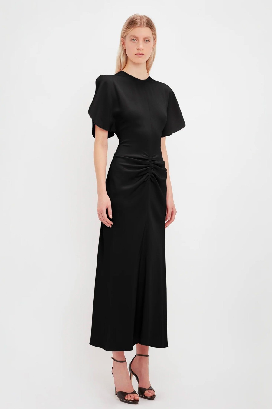 Dresses Victoria Beckham | Gathered Waist Midi Dress In Black