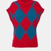 Knitwear And Sweaters La DoubleJ | Argyle Gilet Knit Vest In Rosso Multi