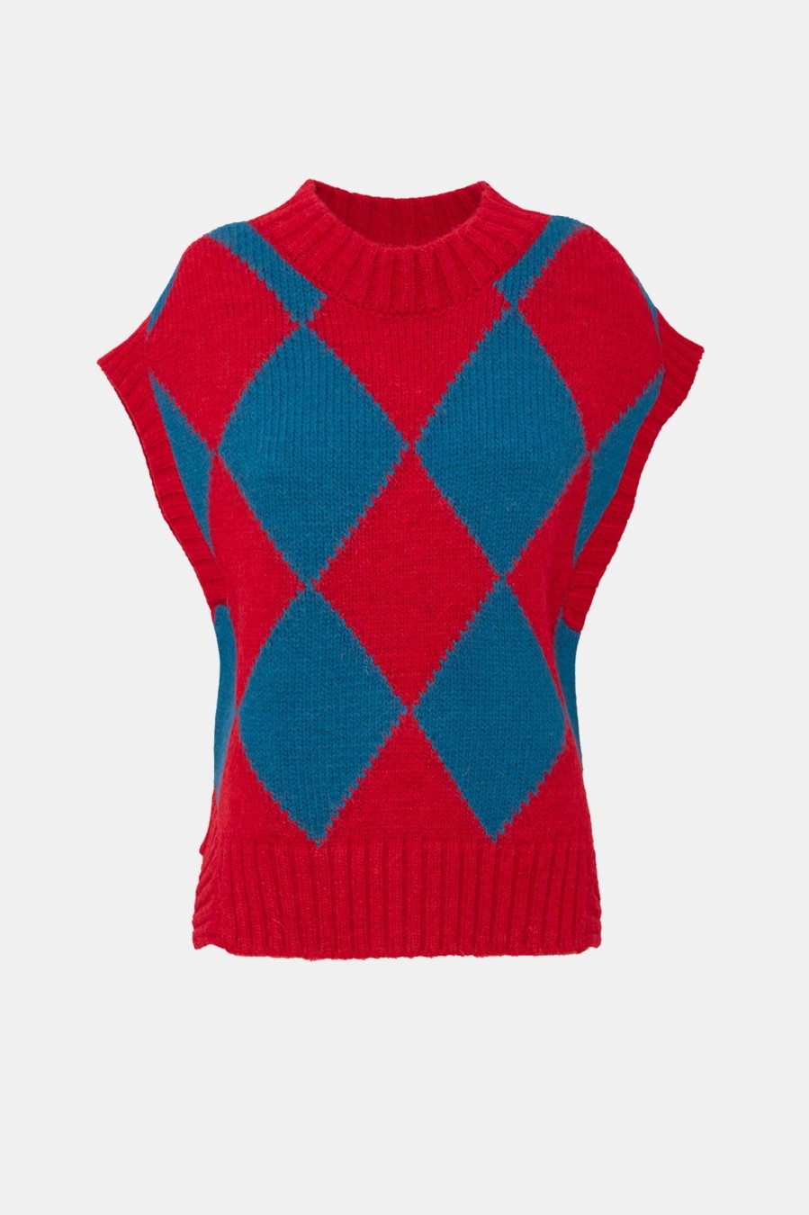 Knitwear And Sweaters La DoubleJ | Argyle Gilet Knit Vest In Rosso Multi