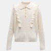 Knitwear And Sweaters Derek Lam 10 Crosby | Noelia Collar Ruffle Sweater In Ivory Neutrals