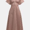 Dresses OROTON | Sorrento Stripe Dress In Deep Spice Multi