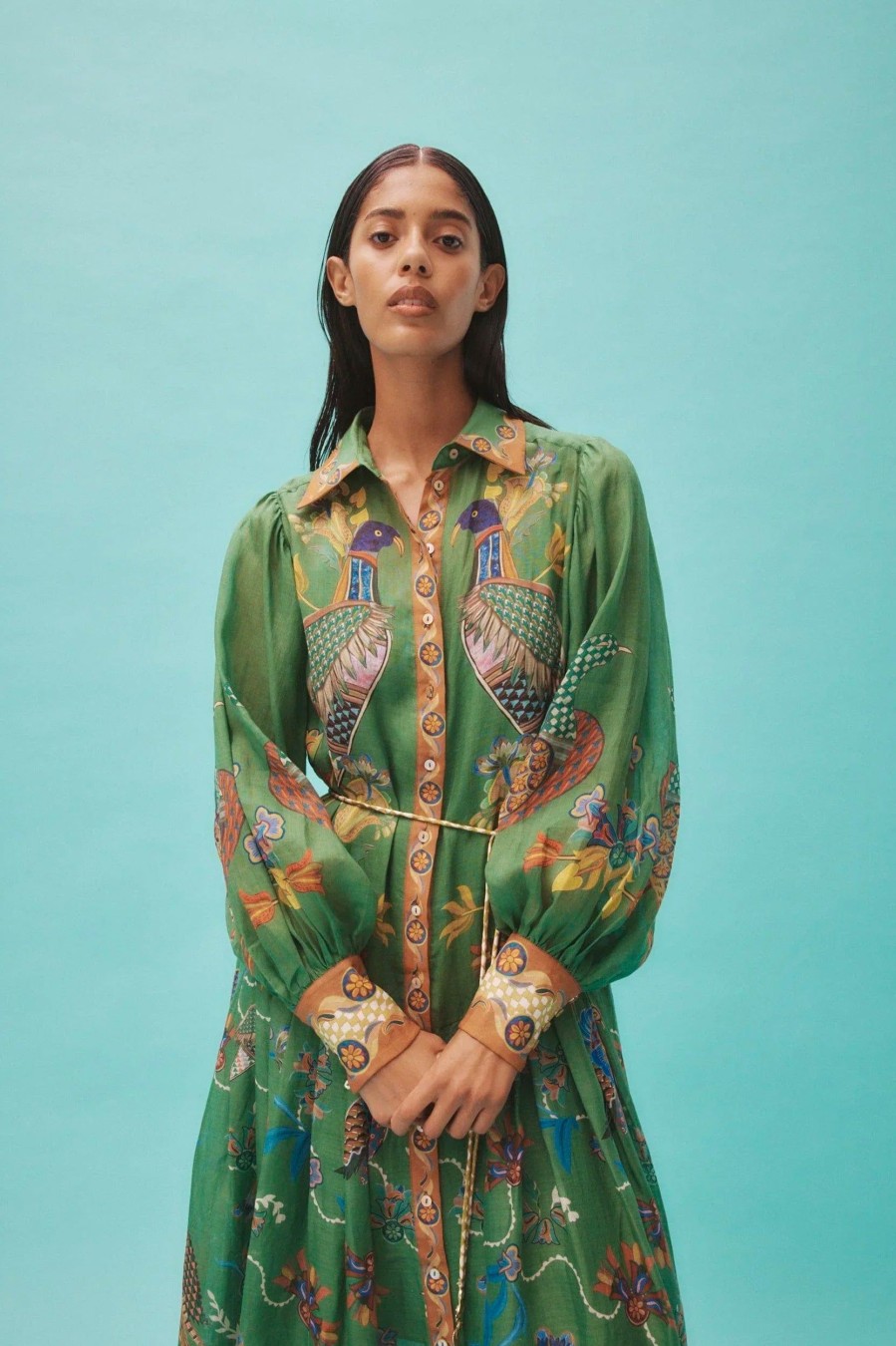 Dresses ALEMAIS | Birdie Shirtdress In Jade Green