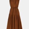 Dresses Derek Lam 10 Crosby | Margaret Waist Tie Midi Dress In Luggage Brown