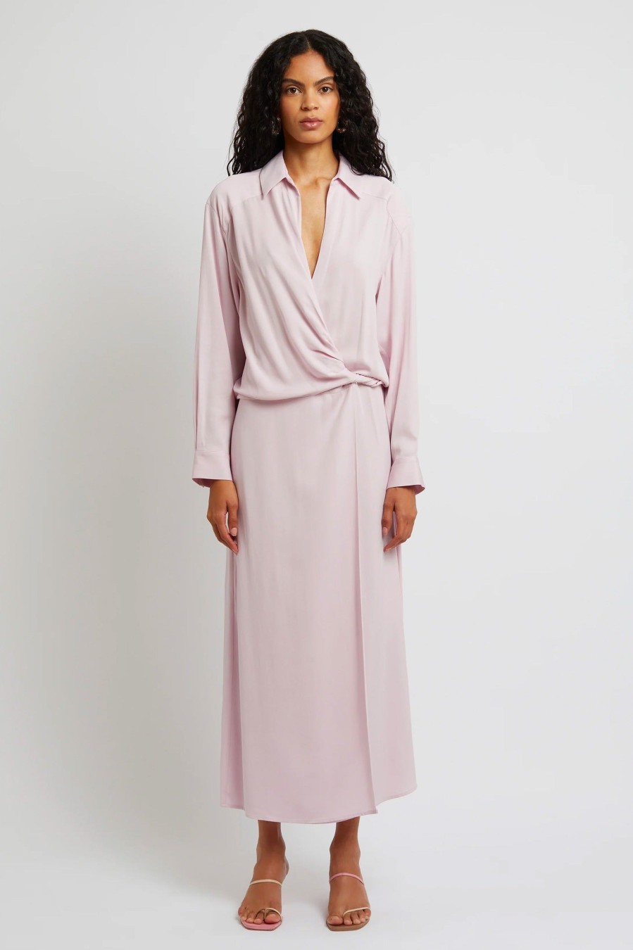 Dresses Christopher Esber | Wrapped Shirt Dress In Rose Quartz Pink