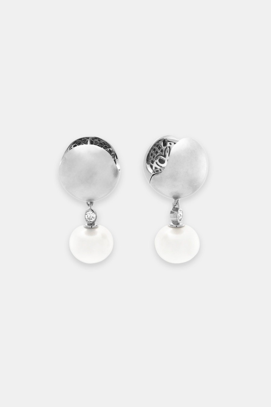 Accessories Mineraleir | Tabitha Pearl Drop In Silver Brushed Rhodium