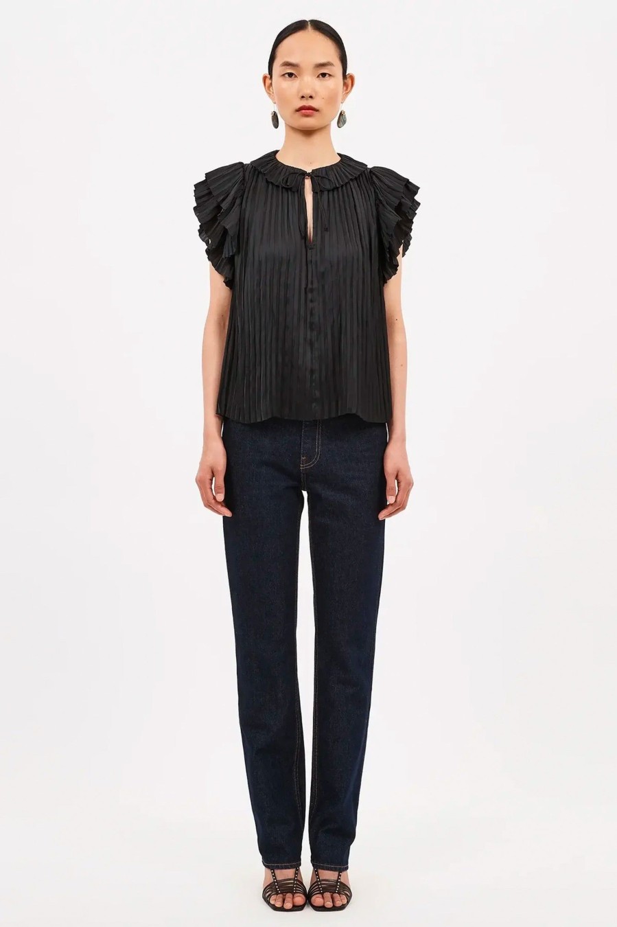 Tops And Shirts ULLA JOHNSON | Elli Top In Noir Black