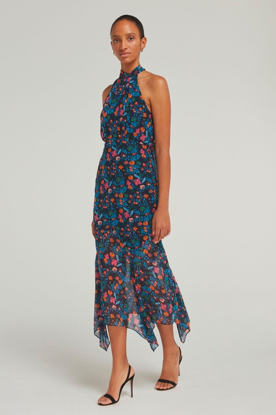 Dresses Saloni London | Lila Dress In Floral Midnight Multi