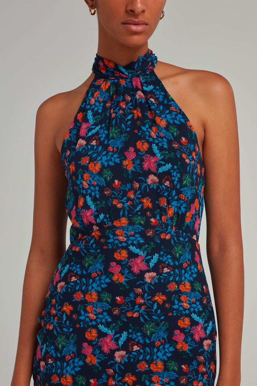 Dresses Saloni London | Lila Dress In Floral Midnight Multi