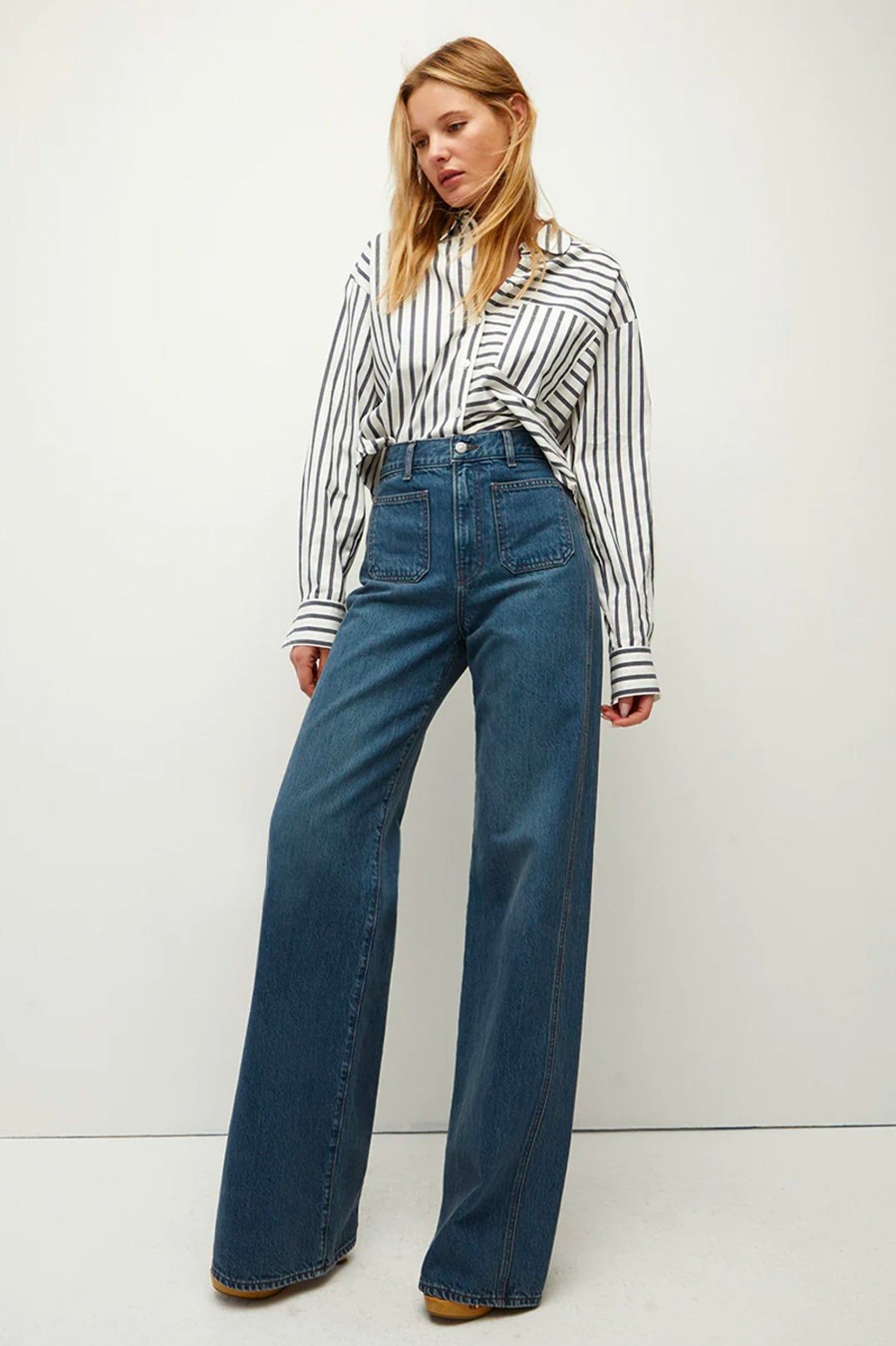 Jeans Veronica Beard | Taylor Wide-Leg Jean In Thriller Denim