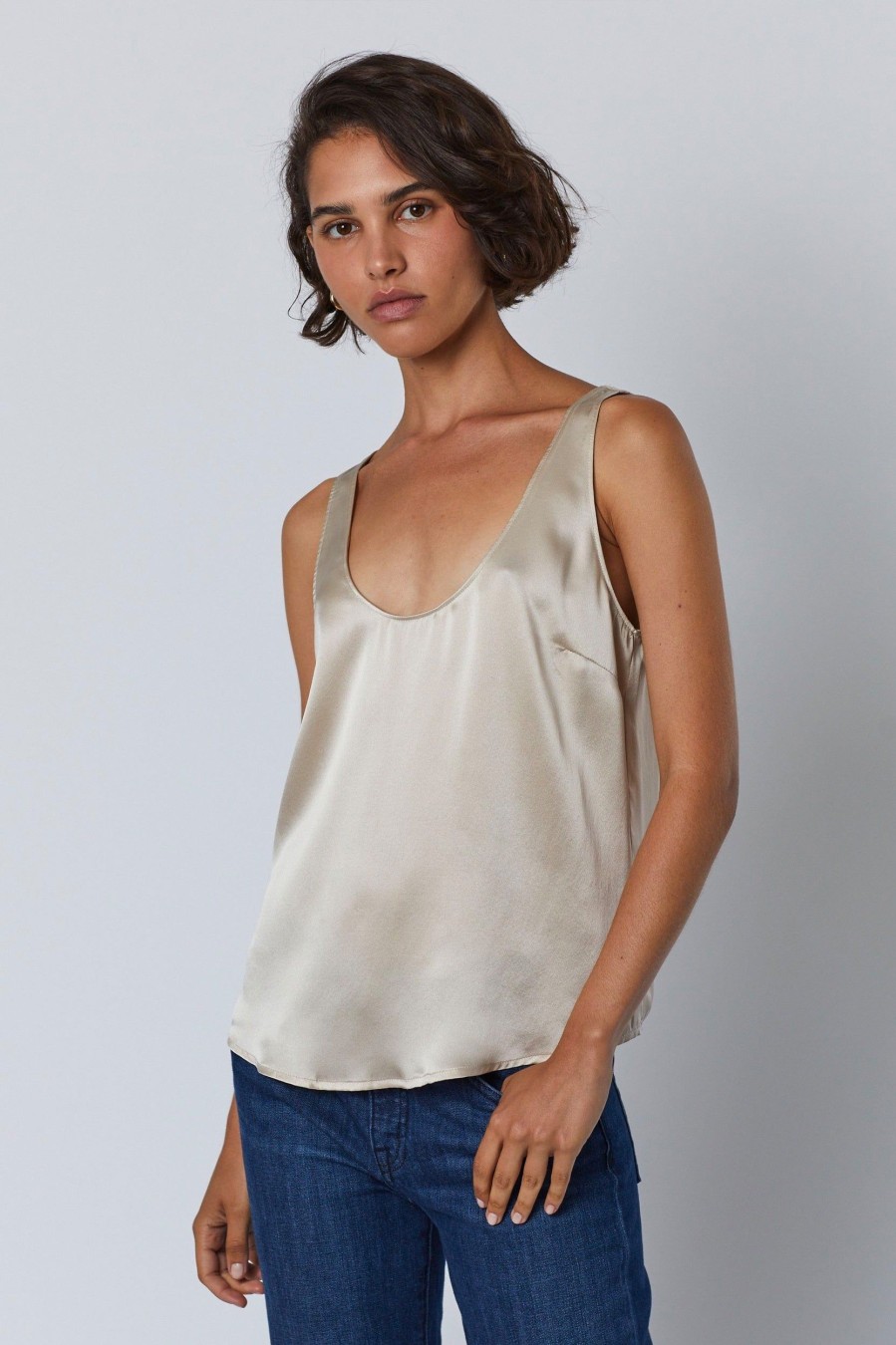 Tops And Shirts Velvet | Nolita Silk Cami In Oyster Neutrals