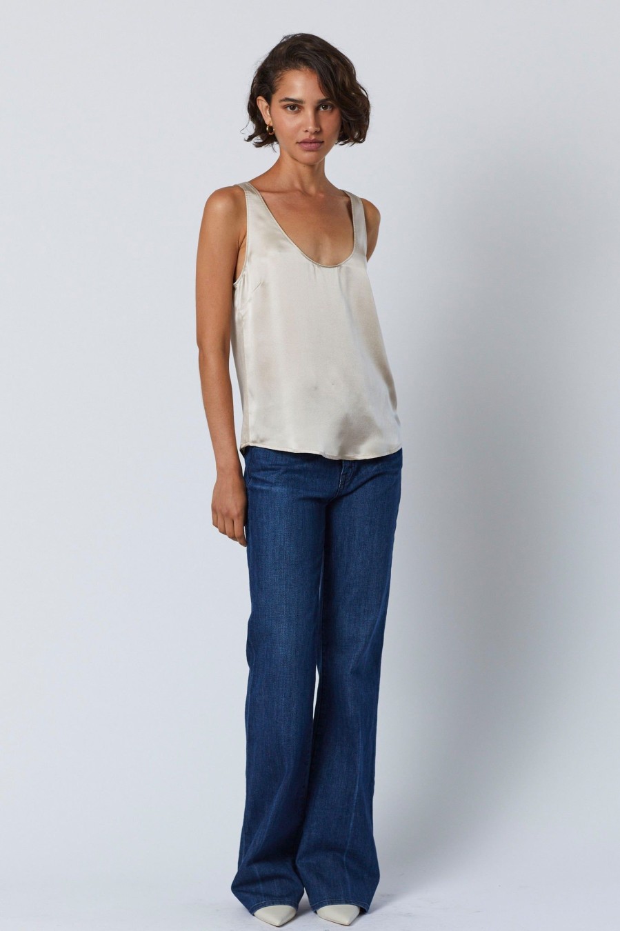 Tops And Shirts Velvet | Nolita Silk Cami In Oyster Neutrals