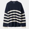 Knitwear And Sweaters Soft Goat | Striped Crewneck In Navy Multi