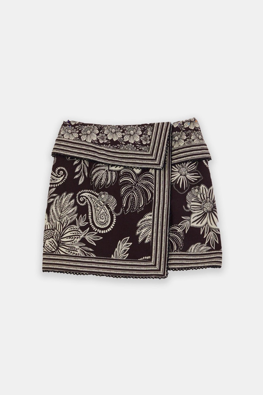 Skirts FARM Rio | Bloom Mini Skirt In Black Paisley Multi