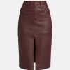 Skirts Derek Lam 10 Crosby | Mia Leather Front Slit Pencil Skirt In Chocolate Brown