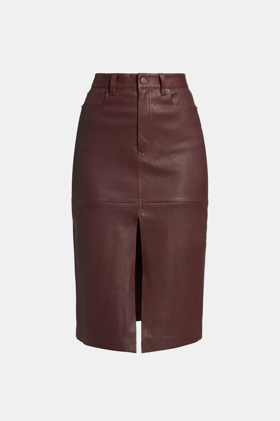 Skirts Derek Lam 10 Crosby | Mia Leather Front Slit Pencil Skirt In Chocolate Brown