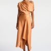 Dresses A.L.C. | Jasmine Satin Midi Dress In Sandstone Neutrals