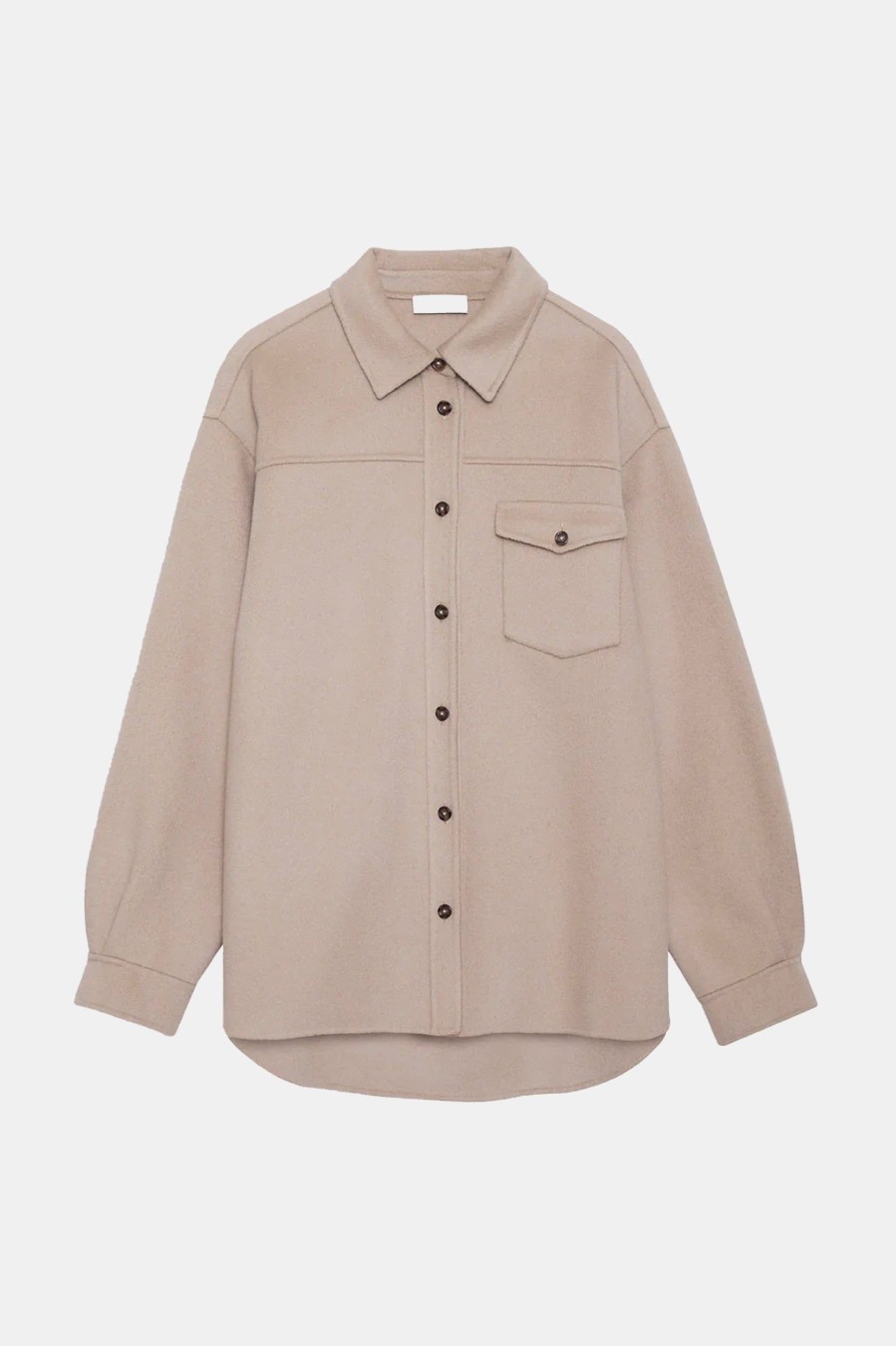 Tops And Shirts Anine Bing | Sloan Shirt In Taupe Cashmere Blend Neutrals