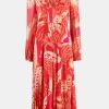 Dresses RIXO | Camellia Silk Dress In Butterfly Red Multi