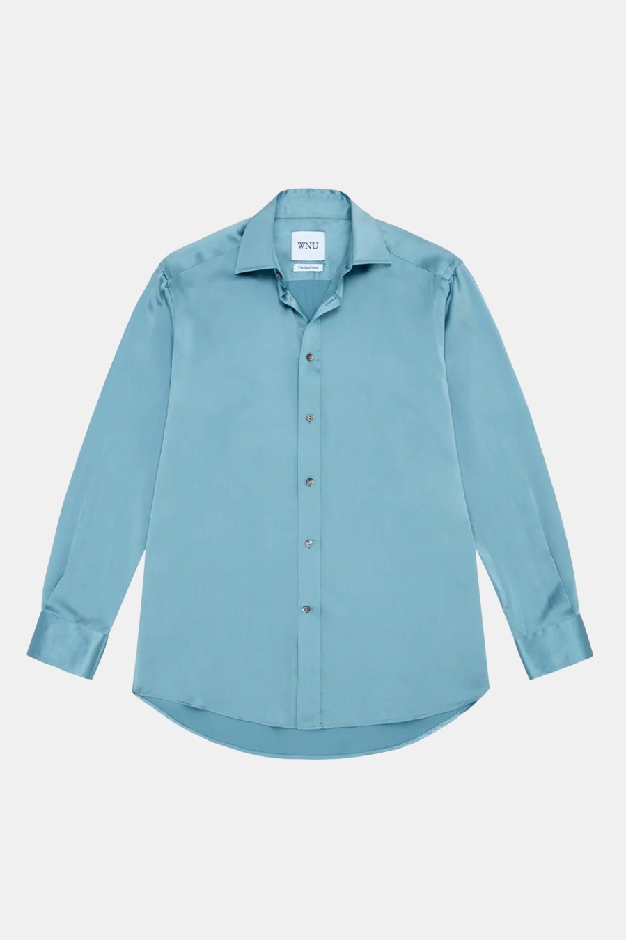 Tops And Shirts With Nothing Underneath | The Boyfriend Silk Shirt In Slate Blue