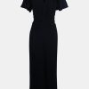 Dresses Victoria Beckham | Gathered V-Neck Midi Dress In Black