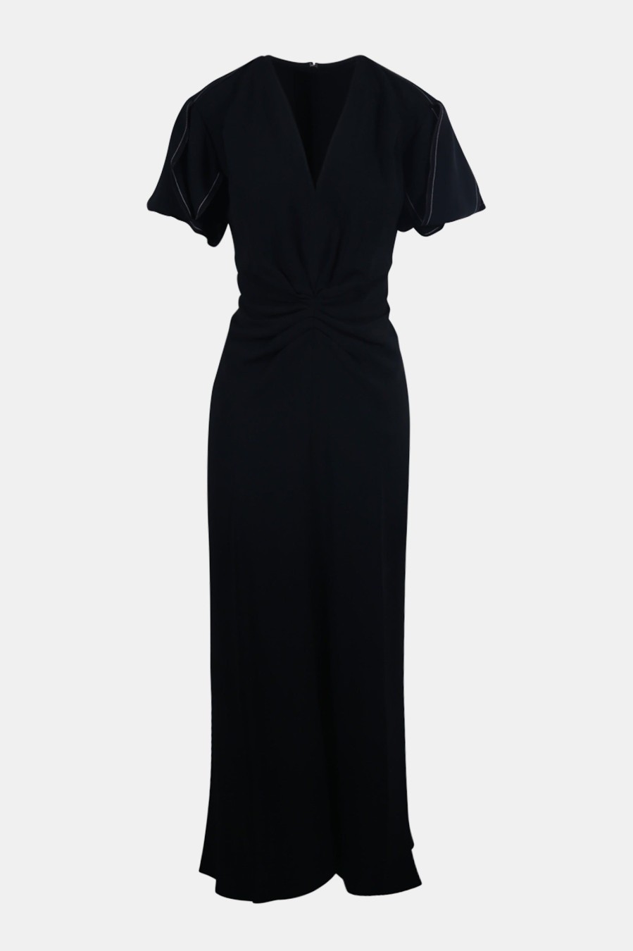 Dresses Victoria Beckham | Gathered V-Neck Midi Dress In Black