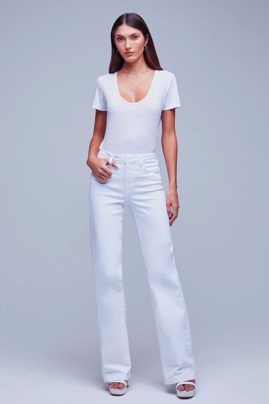 Jeans L'Agence | Clayton Wide Leg Jean In Blanc White