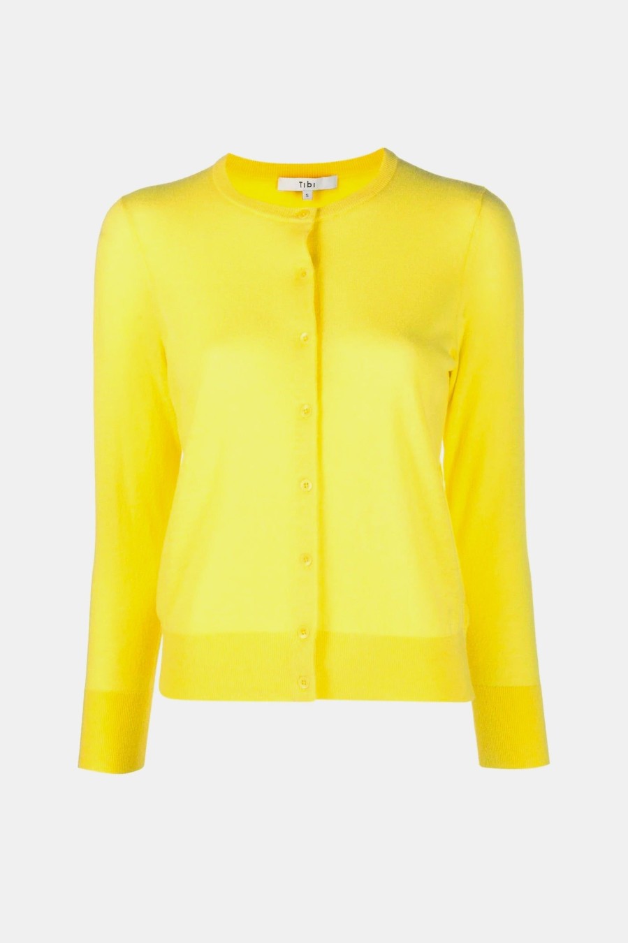 Knitwear And Sweaters Tibi | Skinlike Mercerized Wool Cardigan In Yellow