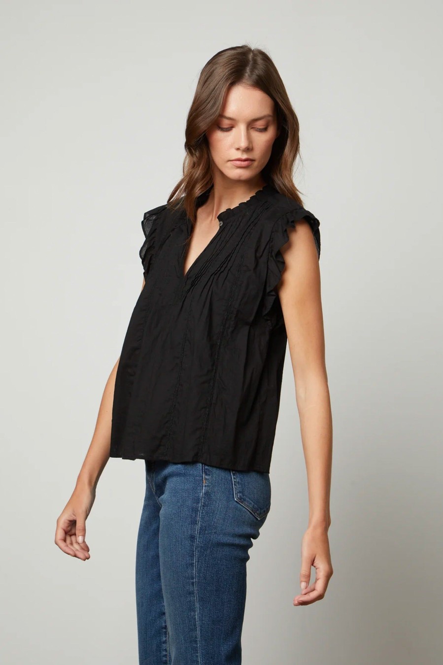 Tops And Shirts Velvet | Liana Lace Top In Black