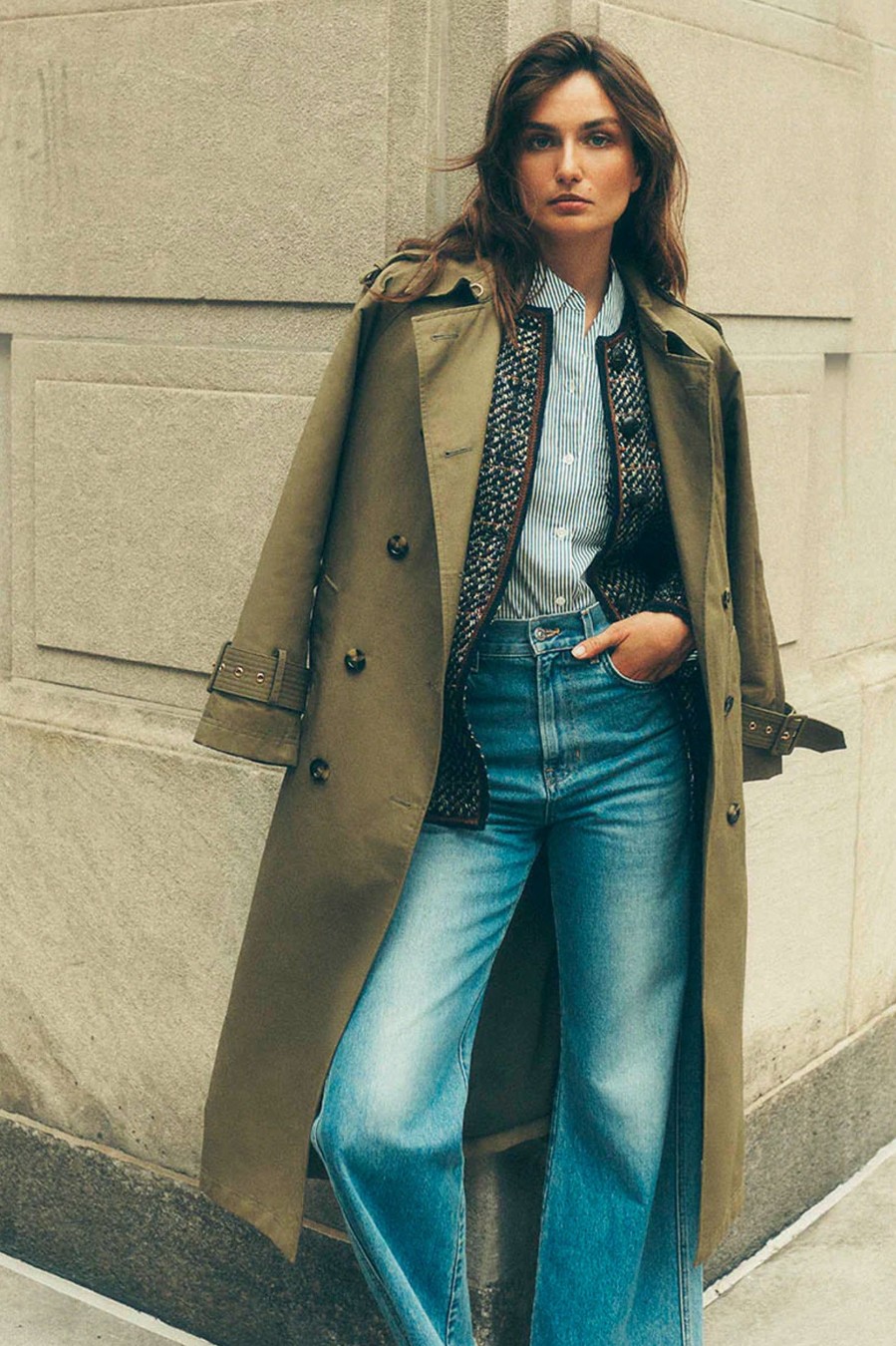 Coats And Jackets Veronica Beard | Conneley Dickey Trench Coat In Moss Green