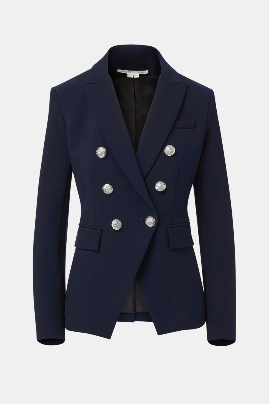 Coats And Jackets Veronica Beard | Miller Dickey Blazer In Navy With Silver Buttons Blue