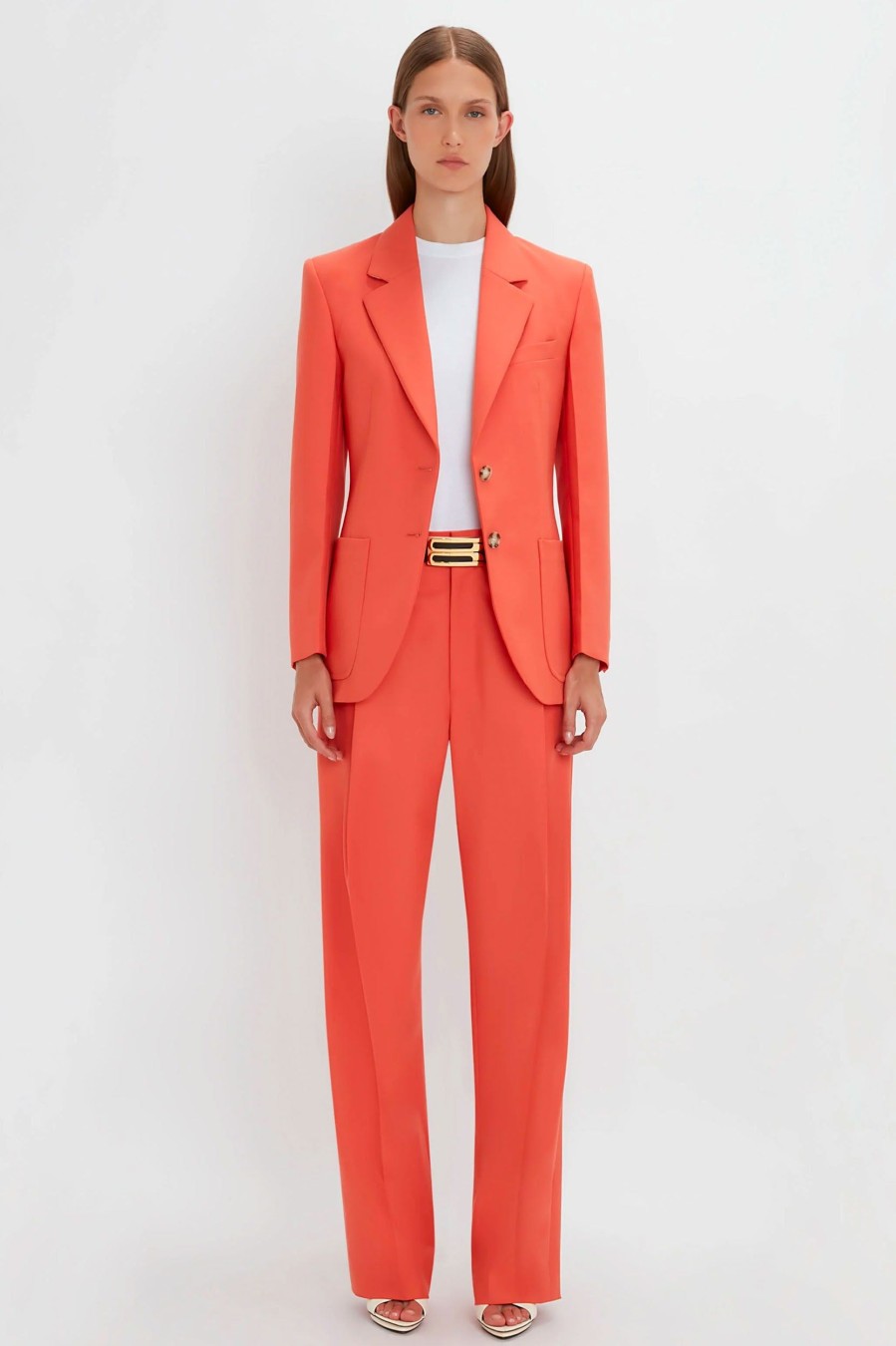 Coats And Jackets Victoria Beckham | Patch Pocket Jacket In Papaya Orange