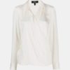 Tops And Shirts Theory | Wrap Silk Blouse In Ivory Neutrals