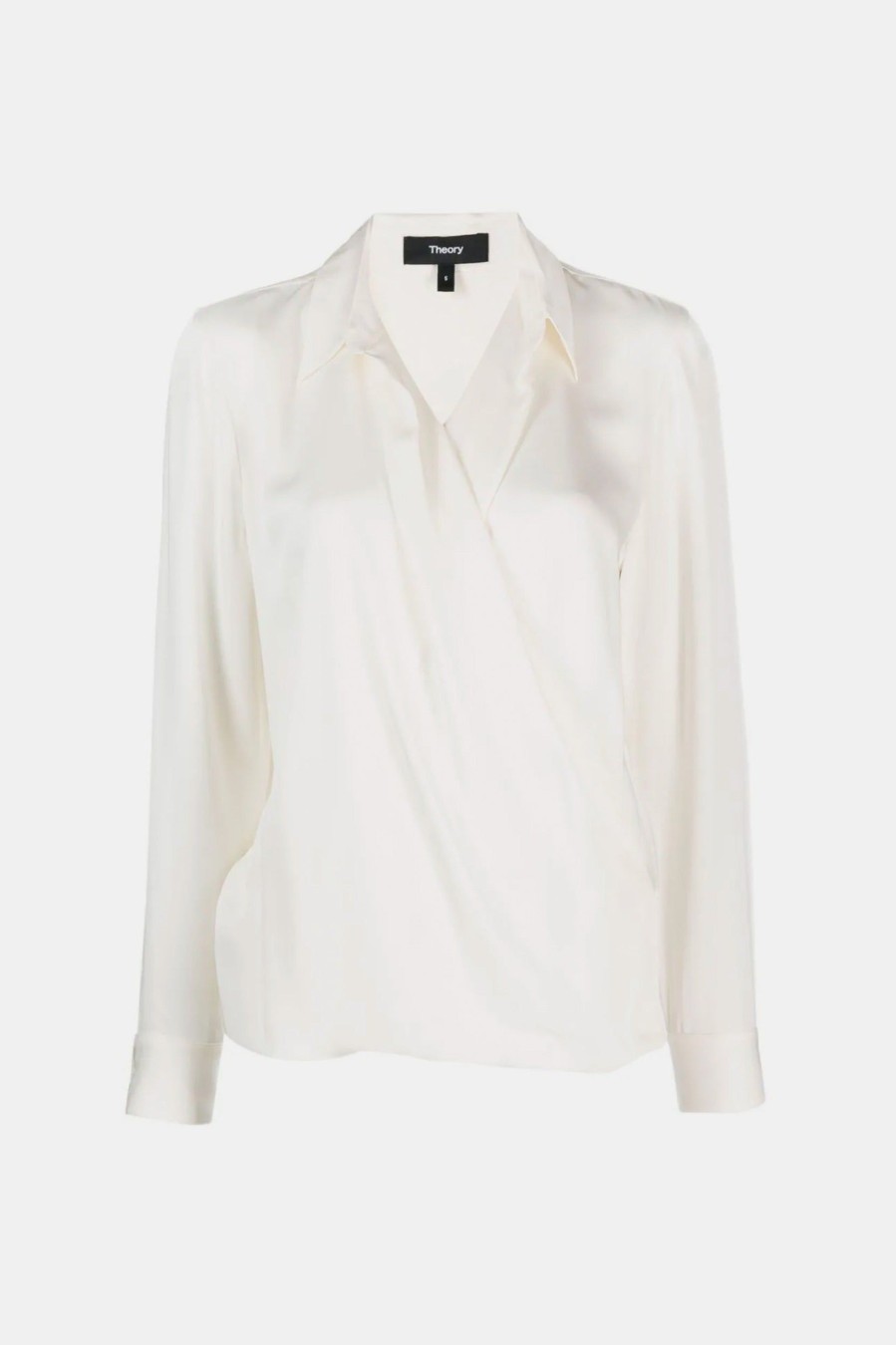 Tops And Shirts Theory | Wrap Silk Blouse In Ivory Neutrals