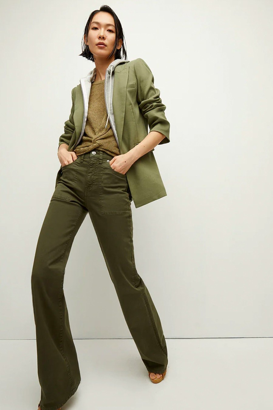 Denim Veronica Beard | Crosbie Wide Leg Jean In Army Green