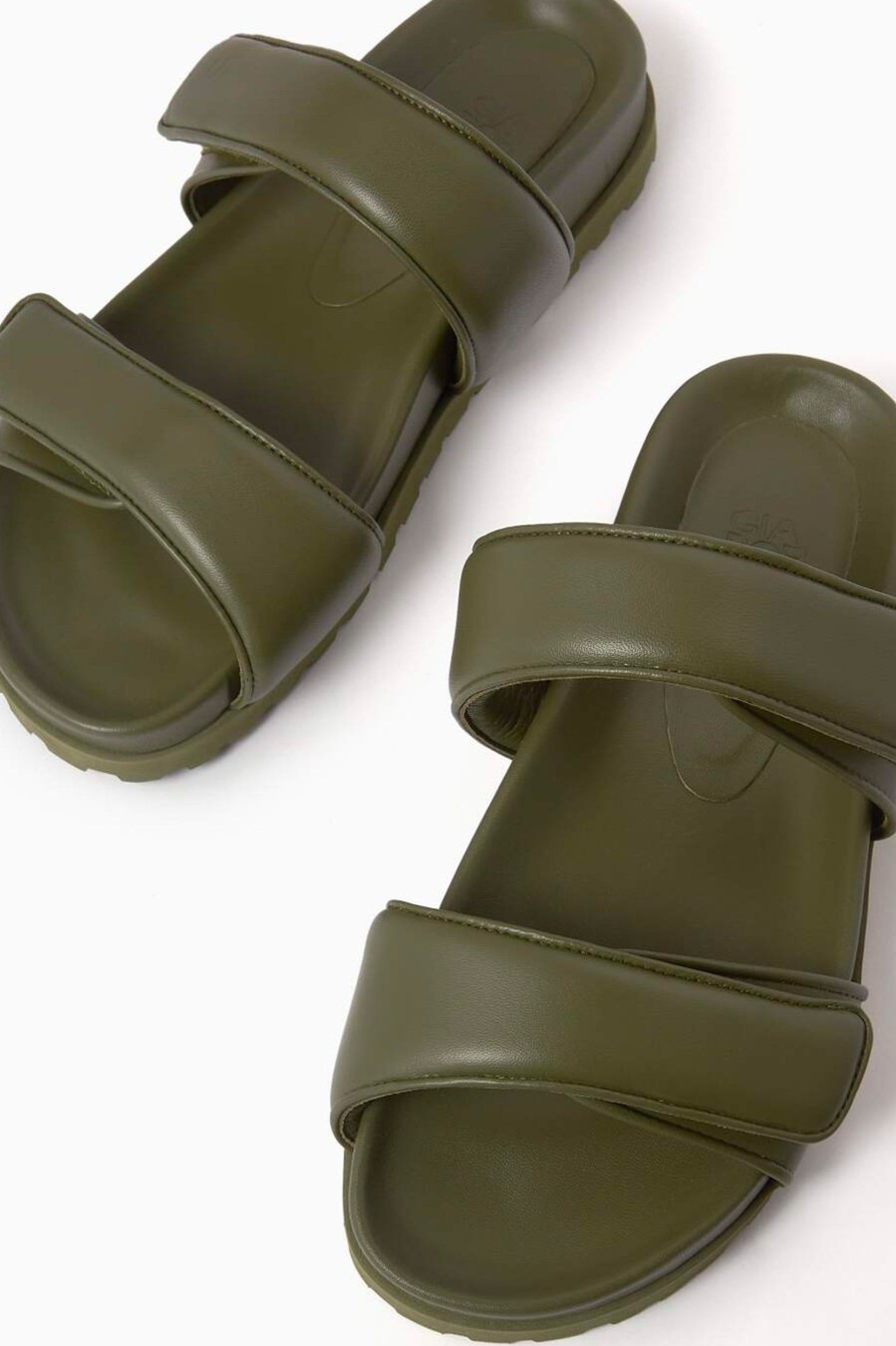 Shoes GIA BORGHINI | Double Strap Sandal In Olive Green