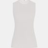 Tops And Shirts Tibi | Sage Crinkle Lyocell Fitted Tank In Ivory Neutrals