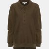 Knitwear And Sweaters Tibi | Polo Collar Sweatshirt In Wood Brown