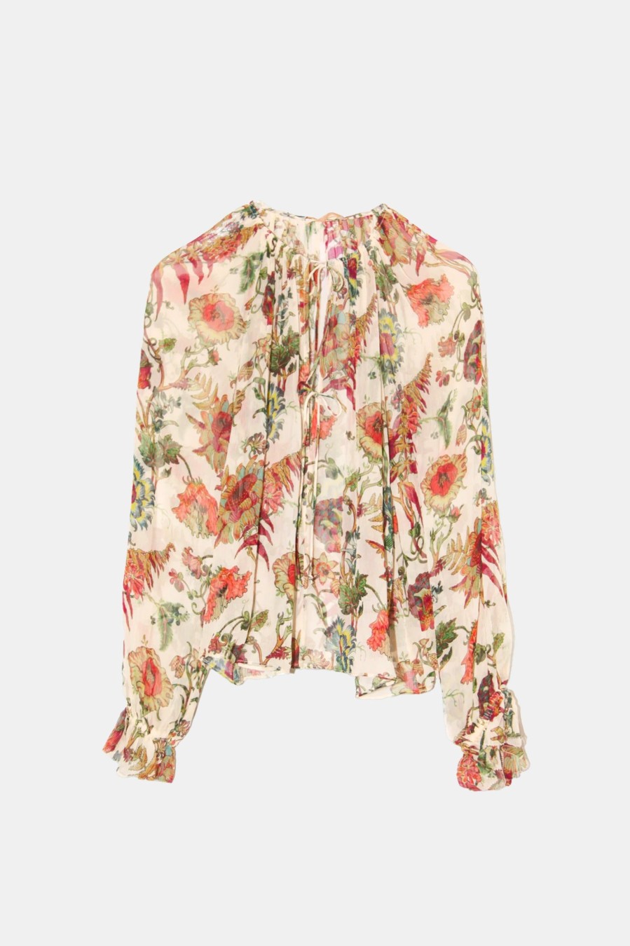 Tops And Shirts ULLA JOHNSON | Bernadette Silk Blouse In Cream Freesia Floral