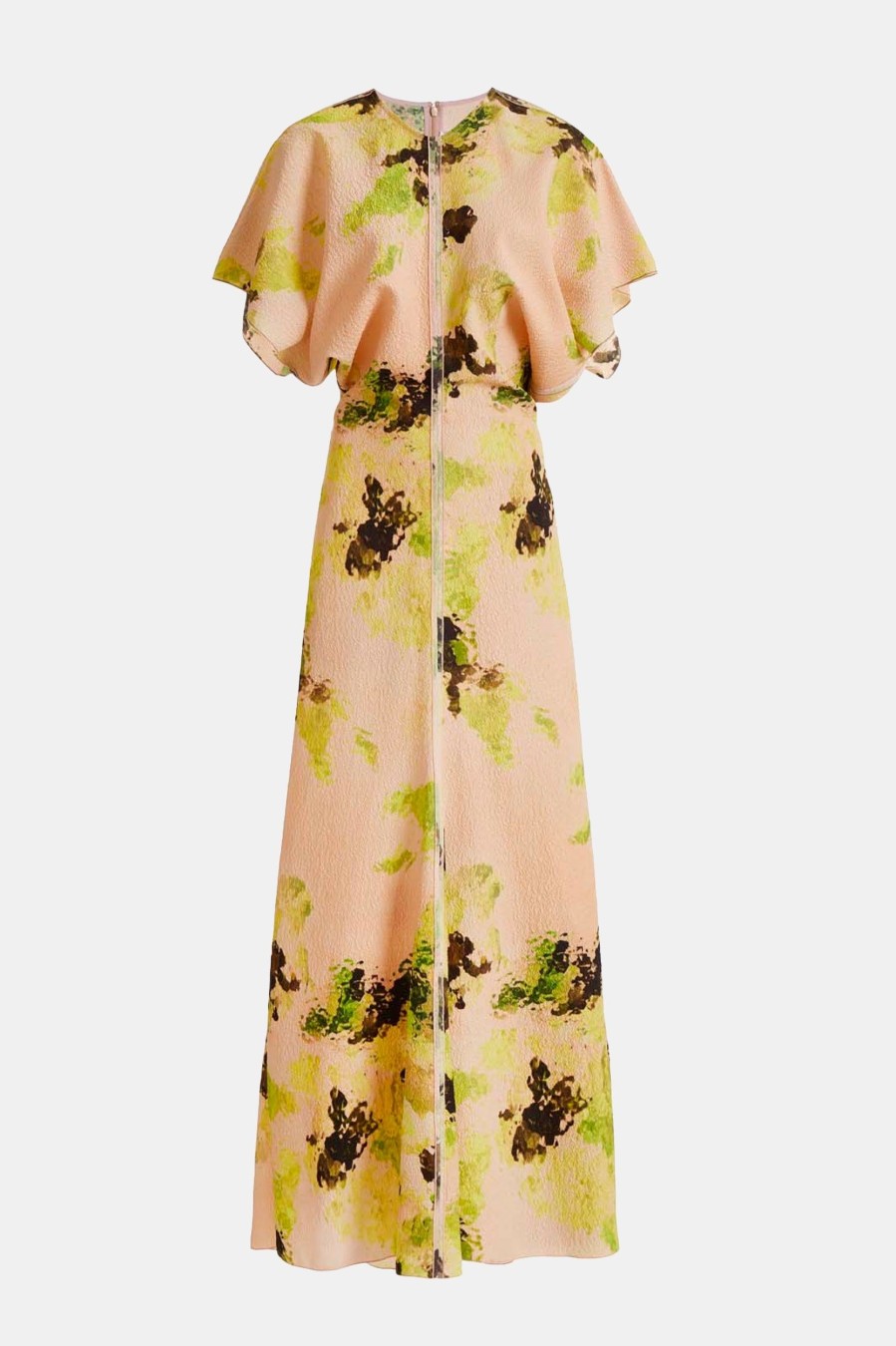 Dresses Victoria Beckham | Drape Shoulder Dress In Peach Lime Multi